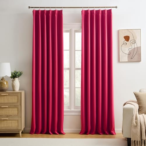 KEQIAOSUOCAI Plissee-Vorhänge, verdunkelnd, 40 x 120 cm, 2 Paneele, Hot Pink