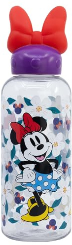 STOR Wiederverwendbare Trinkflasche Minnie Maus 560ml Tritan mit 3D-Figur Deckel - Kinderflasche BPA-frei für Jungen und Mädchen