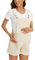 FEOYA Tuta Premaman Corta in Cotone Salopette Casual con Bottoni per Donne Incinte Overalls Largi e Comodi per Estate Beige M