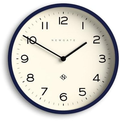 NEWGATE® Number Four Echo wanduhr | Moderne runde Uhr | 30cm | Mitternachtsblau | Leicht lesbare Zahlen | Ideal für küche, Wohnzimmer oder büro