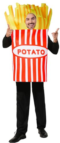 SEA HARE Costume di patatine fritte per adulti, unisex, divertente costume per feste in costume, taglia unica
