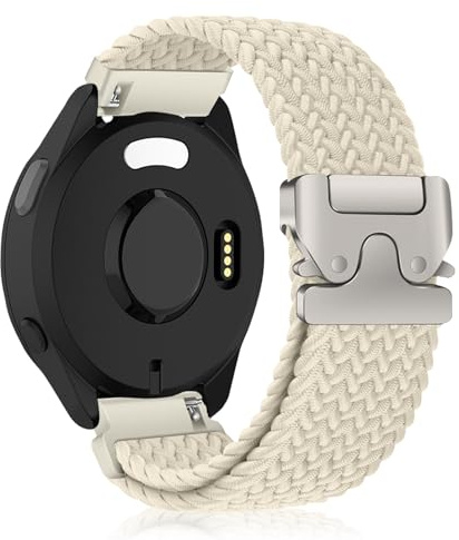KeHowy 20mm Nylon Armband für Garmin Forerunner 165/170 43mm/Vivoactive 6/5 | für Garmin Forerunner 165 Music/570 42mm/70/245/645 music,Approach S50/S44,Venu Sq 2, Geflochtenes Ersatzarmband, Starlight