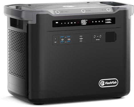 Flashfish S25 Station Électrique 2000W, 1997Wh LiFePO4 Batterie de Secours Charge Rapide en 1H, plus de 3 000 cycles Générateur Électrique Solaire pour Camping,Maison, Économie d'énergie, RV