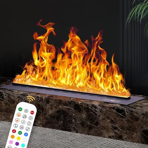 Caminetto a vapore acqueo 3D, con 9 colori di fiamma regolabili e 5 livelli di luminosità, acciaio inossidabile spazzolato, touch/telecomando, per ufficio, casa, hotel, ristorante,50cm/19.6in