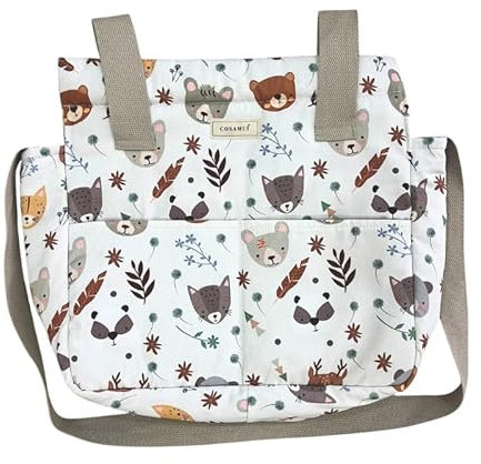 Cosamui Bolso para Carrito de Paseo de bebé - Universal - Gran Capacidad - Bolsillos Exterior e Interiores (Animales Bosque)