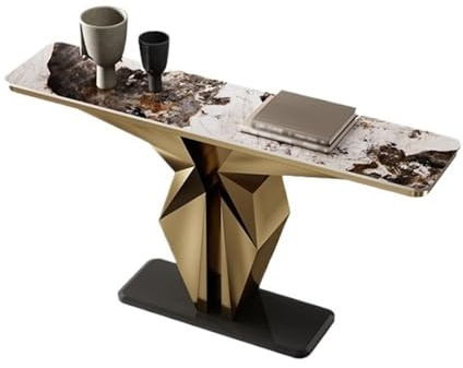 Vickyliou Entrance Table, console étroite de 120 cm, moderne table de canapé pour entrée et couloir, console avec rangement (doré)
