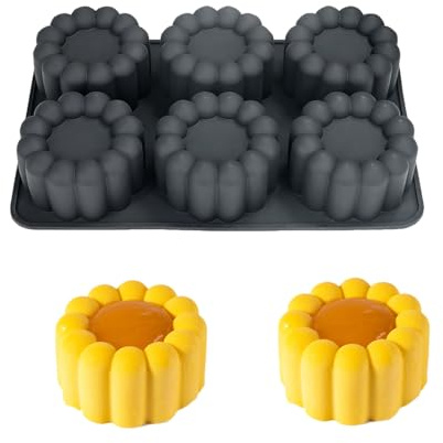 HanQZen Set di stampi in silicone 3D a forma di fragola e lampone - Stampi flessibili per dessert per mousse, brownies, gelatina, gelato e dolci (motivo frutta) (fioritura rotonda) (nero)