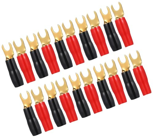VERDANVERSE Connettori e Upgrade Audio per Altoparlanti 12 Paia Forcella Terminali in Ottone con Isolamento Pvc Nero e Rosso, Facile Installazione per Impianti Home Theater