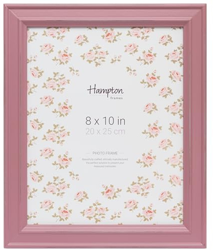 Hampton Frames | Bilderrahmen | 20 x 25 cm, Rosa, Holz | Shabby Chic Design, Glasfront, Wand- & Tischaufstellung | Präsentation für Fotos und Kunstwerke