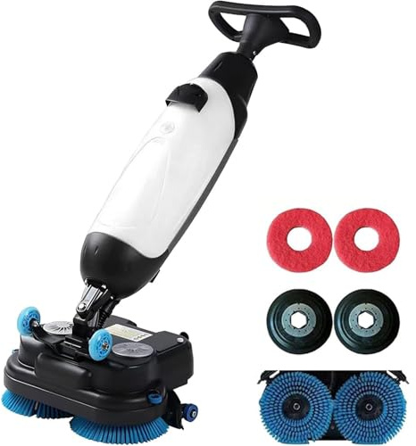Autolaveuse électrique Avec Brosses De 43 Cm (17 Po), Sans Fil, Batterie De 120 Min, Capacité De Nettoyage De 12 900 Pi², Double Réservoir D’eau, Pour La Maison, Le Bureau, Les Salles De Bain White