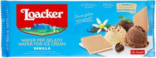 Loacker, Wafer per Gelato Vanilla, Wafer con Vaniglia Bourbon 100%, Topping per Gelato, Snack e Dessert, 1 Confezione da 900g