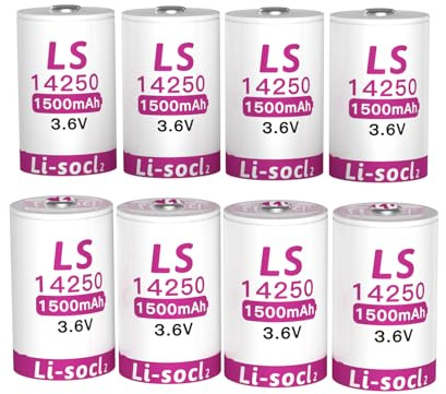 Paquete de 8 baterías de litio LS14250 de 3,6 V 1/2 AA 1500 mAh, pilas ER14250, no recargables