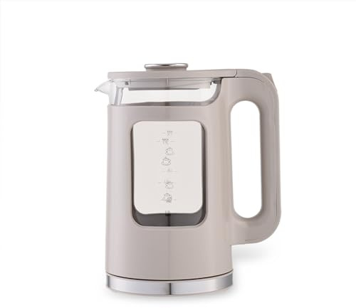 Maestro MR-065 Elektrischer Glas-Wasserkocher mit LED-Anzeige, 1,7 l, 2200 W, Wasserstandsanzeige, Kalkfilter, 360°-Sockel, schnelles Kochen, modernes Design (Beige)