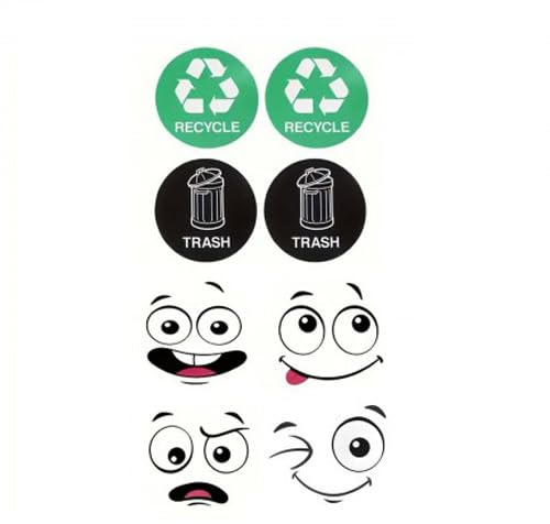 Funny Wheelie Bin Stickers Large Waterproof Cartoon Expressions Dustbin Stickers Self-Adhesive Decorative Decals for Trash Cans Indoor Outdoor Recycling Bin Sticker for Wheelie Bins