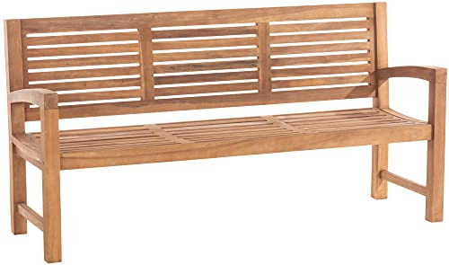 DELUKE Gartenbank Teakbank DAGAD Holz Teak 180x59x92 cm | Holzbank 180 cm Gartenbank Sitzbank Mit Lehne Wetterfest Bank Garten Terrasse