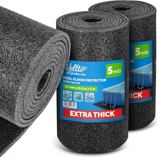 Vellto Tapete Piscina 10 mm 10 m Alfombra Protectora Suelo Impermeable Reutilizable Espuma Gruesa Base Aislante Amortiguadora Protección Liner Exterior Jardín Robusto Firme
