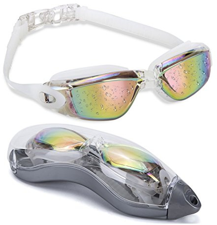 OYMI Swim Goggles No Leaking Silicone with Protection Case Adjustable for Men Women Youth Kids Unisex Triathlon Swim Glasses - UV Protection Anti Shatter Clear Vision Anti Fog Lenses (Clear)