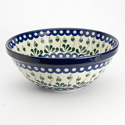 Polish Pottery 24cm Large Serving & Salad Bowl - Love Leaf