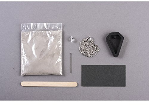 RAYHER Bastelset Schmuckbeton Kette: Anhänger Diamant ca. 2,6 x 4cm mit hochwertiger Swarovski Perle und Metall-Gliederkette mit Verschluss, Silber