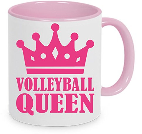 Volleyball-Queen - Kaffeetasse mit Motiv, Tasse mit Druck, auch individuell mit Spruch, Foto, Wunschtext, Wunschname (Rosa)