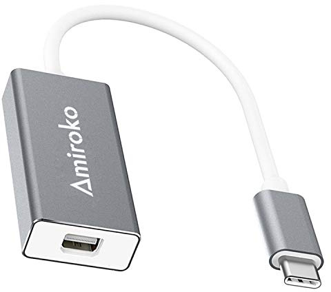 Amiroko USB-C a mini DisplayPort, adattatore USB 3.1 tipo C (Thunderbolt 3) Supporto adattatore da mini dp 4 K, 1080p per MacBook Pro, Alienware, a LED cinema display/Dell monitor etc, grigio
