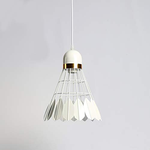 Chrasy E27 Modern Pendelleuchte Hängeleuchte Badminton Pendelleuchte Lampenschirm Kreativ Hängeleuchte mit Metallschirm Industrie Hängelampe(Weiß)