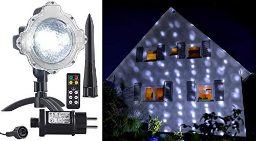 Lunartec Schnee Projektor: LED-Kugellampe mit Schneefall-Effekt und Ausschalt-Timer, weiß, IP44 (Weihnachtslampe mit Schnee, LED Projektor Schneefall, Weihnachtsbeleuchtung)