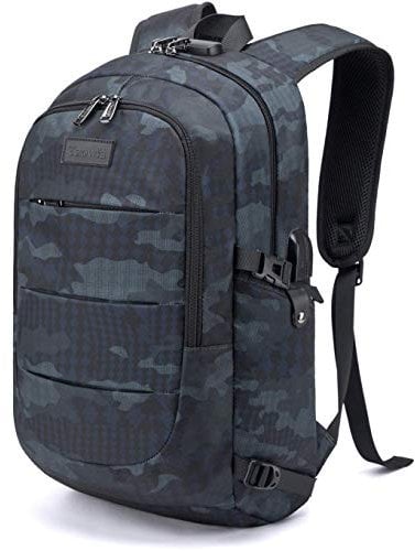 Tzowla Laptop Travel Backpack Mens Womens Water Resistant Anti-Theft Bag with USB Charging Port and Lock 15.6 Inch Computer Business Backpacks for School Work College Gift,Casual Daypack-BlueCamo