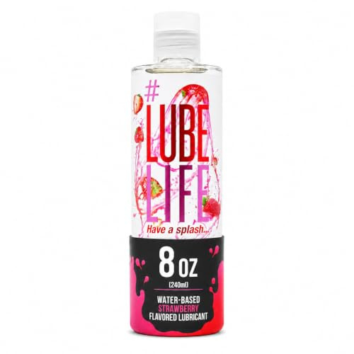 LubeLife Water-Based Strawberry Flavored Lubricant, Personal Lube for Men, Women and Couples, Made Without Added Sugar, 8 Fl Oz