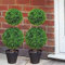 Garden Mile® Green Topiary Tree Artificial Plantation Garden Plants and Pots Artistic Round Ball Cut Garden Bush for Doorway Front Porch Decking (Trio 2x Duo Ball)