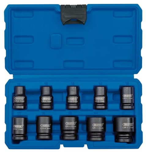 Draper 83092 410/10/MM 1/2 Sq. Dr. Metric Impact Socket Set (10 Piece)
