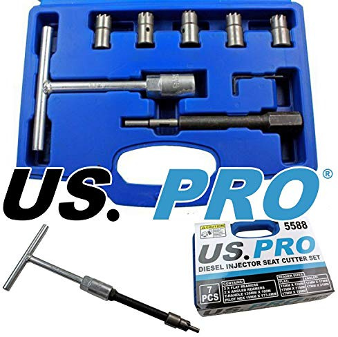 US PRO Tools 7pc Diesel Engine Injector Seat Cutter, Cutting Tool Pilot Key 5588
