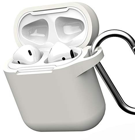 GEAR4 Apollo Airpods Case Fully Protective Lightweight Silicone Airpods 1 Case Airpods 2 Case with Attached Clip – White