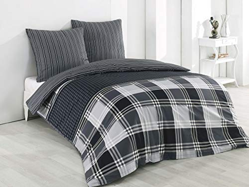 Buymax Bettwäsche 200x220 cm – Bettwäsche Set 3-teilig 200 x 220 cm, Renforcé 100% Baumwolle, Bettbezug mit 2 Kissenbezügen 80x80 cm, Oeko-TEX, Reißverschluss, weich und atmungsaktiv