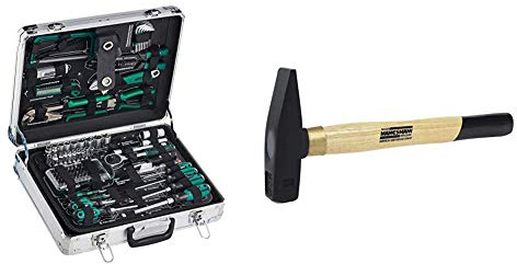 Brüder Mannesmann 124-tlg. Werkzeugsatz im Alukoffer, M29072 & M76503 Schlosserhammer 300 g