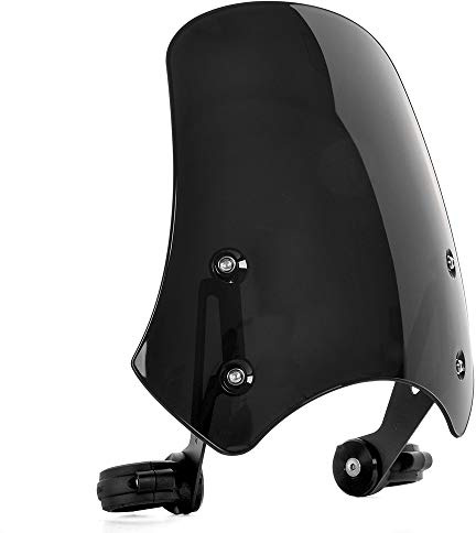 Motorcycle Windshield Windscreen Wind Deflectors Flyscreen Parebrise Visor Protector with Bracket Universal for Ha-rley Dyna Iron 883 Softail Sportster 883 Street Bob (Smoke)