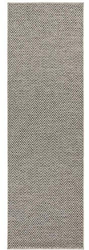 BT Carpet Nature Läufer In- und Outdoor – Schlingen Küchenläufer Rutschfest Flachgewebe Kurzflor Woll-Optik Fineloop Küchenteppich für Flur, Garten, Terrasse, Badezimmer – Grau Anthrazit, 80x250cm
