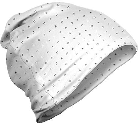 ABAKUHAUS Xo Unisex Beanie, Geometrische Monochrome Spiel, Wandern im Freien, Schwarz und weiß