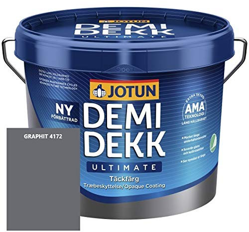 JOTUN DEMIDEKK ULTIMATE Täckfärg Holz-Farbe | Wetterschutz-Farbe | Holzschutz-Farbe | Absolute Premium-Qualität |3 Liter GRAPHIT 4172