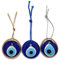 MYSTIC JEWELS 3 Ojos para Colgar - Cristal contra el Mal de Ojo Azul y Blanco en 3 Colores, Color Azul clásico, Color Dorado y Color Plateado Alrededor