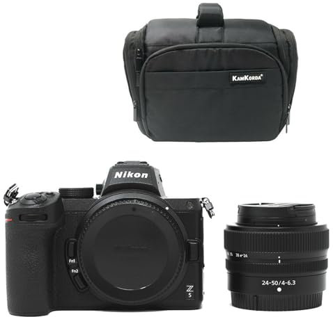 KamKorda Camera Bag + Z5 Mirrorless Digital Camera Body + Z 24-50mm f4-6.3 Lens, 24.3MP FX-Format CMOS Sensor, UHD 4K and Full HD Video Recording, Built-In Wi-Fi and Bluetooth + 2 Year Warranty