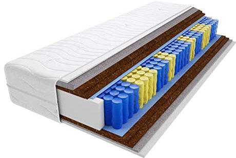 Godre Matratze 100x200 cm Doppelmatratze, H5 Sehr hart Federkernmatratze, Taschenfederkernmatratze 24 cm Hoch Kokosfaser Rosshaar Hypoallergene, HR-Schaum, Wendematratze mit Klimafaser Vela Max