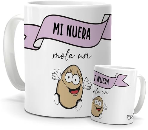 Mundohuevo Taza Café Para Regalar | Mi Nuera Mola Un Huevo | Regalo Divertido Desayuno Con Frase Graciosa | Frases Originales Navidad O Cumpleaños | Cerámica AAA de 350 ML