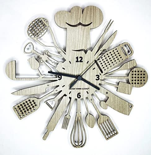 Instant Karma Clocks | Küchenuhr ➤ Wanduhr für Koch | Restaurant | Chefkoch | für Hobbyköche | Wandkunst Utensilien Design