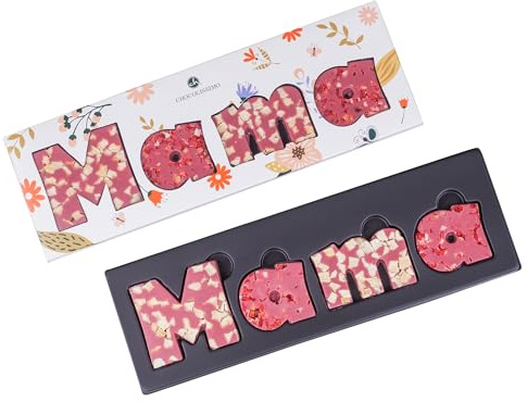 CHOCOLISSIMO - Geschenk Mama - Muttertag Süßigkeiten - Schokolade Geschenk für Mutter - Schoko Buchstaben aus Ruby Schokolade - Geschenkidee Geburtstag Mutti - Geschenke zum Muttertag von Kindern