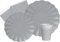 Ciao Kit Vajilla de Fiesta Flower Shape para 24 personas (112 pcs: 24 platos Ø23cm, 24 platos Ø18cm, 24 vasos 250ml, 40 servilletas 33x33cm) de papel compostable eco-friendly, gris ahumado