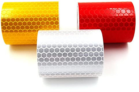 3 Rotoli di Nastri Riflettenti Nastro di Avvertenza Riflettente a 3 Colori Adesivo di Sicurezza Notturna, Argento, Rosso, Giallo