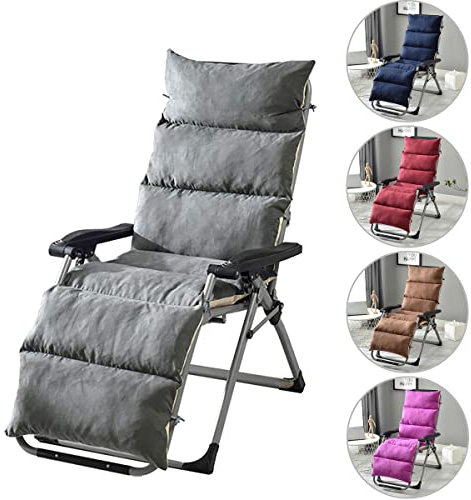 KAYBTNT Gartenliege Auflage - Extra Dicke 12 cm Liegenauflage - Bequeme Sonnenliege Auflage - Robust Deckchair Auflagen - Anti-Rutsch Liegestuhl Auflage für Outdoor Terrasse,Grau,175x50x12cm
