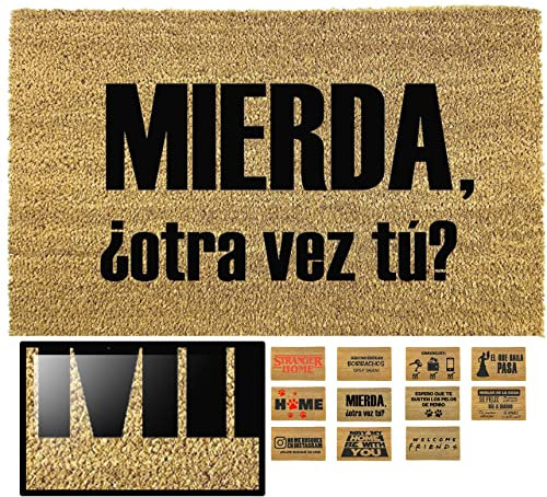 LUCA HOME - Felpudo Entrada casa Original y Divertido de Coco Natural - Felpudo Otra Vez tu 33x60 - Ideal para Puertas de Exteriores Cubiertas, pasillos y entradas de hogares