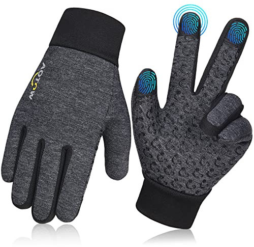 AOTOW Kinder Handschuhe Warm Winter Fahrradhandschuhe: Touchscreen Fahrrad Winterhandschuhe Wasserdicht Kinderhandschuhe Thermo mit Anti-Rutsch MTB Sport Outdoor für 6-8 Jahre Jungen Mädchen
